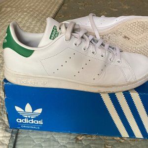 Adidas Stan Smiths, white and green, size 9.5